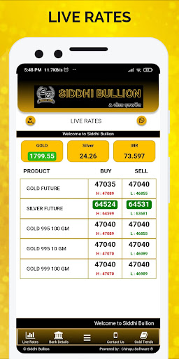 Android application Siddhi Bullion screenshort