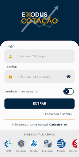 Android application Exodus Cotação screenshort