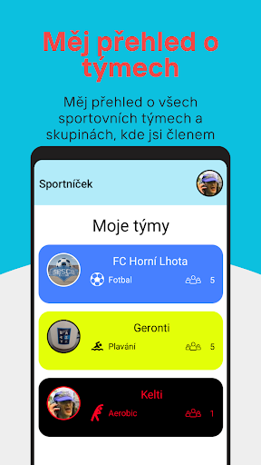 Android application Sportníček - sportovní manažer screenshort