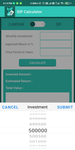 SIP Calculator Screen 2