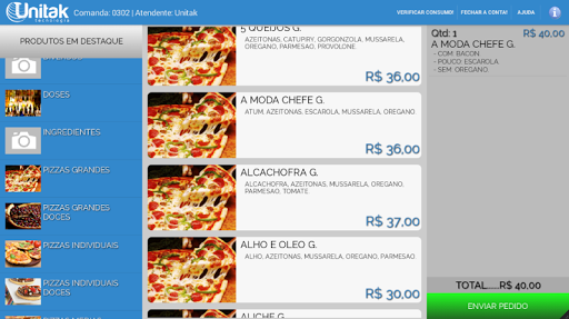 Syscook - Cardápio / Comanda Screen 2