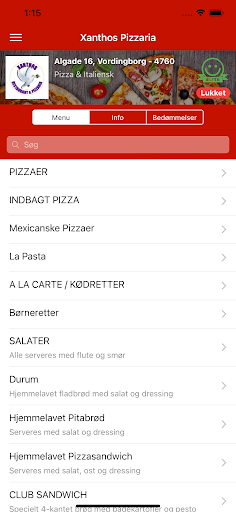 Android application Xanthos Pizzaria screenshort