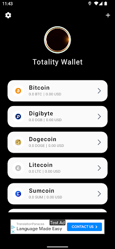 Android application Totality Wallet screenshort