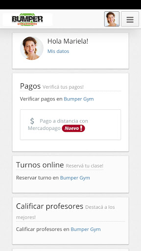 Android application Bumper Gym screenshort