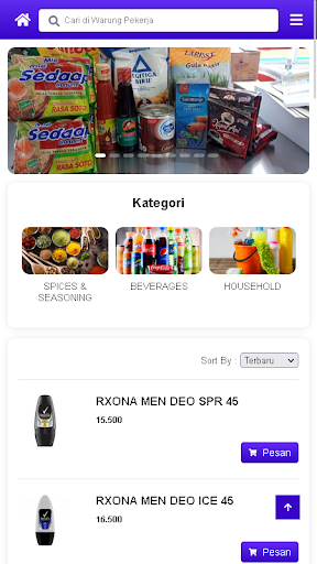 Android application Warung Pekerja screenshort