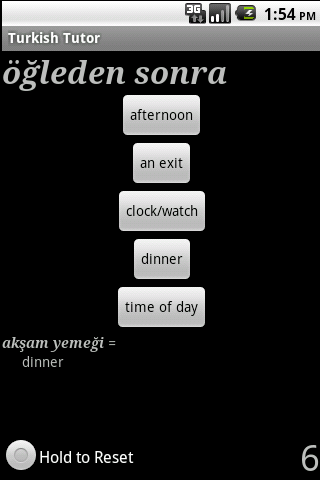 Turkish Tutor Screen 2