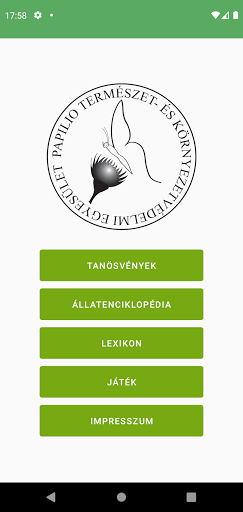 Android application PAPILIO mobilalkalmazás screenshort