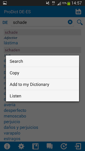 German - Spanish dictionary Screen 3