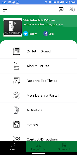 Android application Vista Valencia Golf Course screenshort