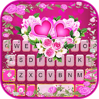 Pink Rose Flower Keyboard Theme