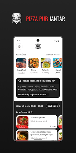 Android application Jantár Pizza Pub screenshort