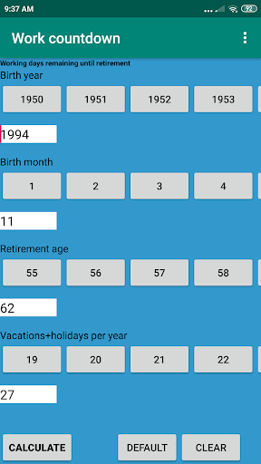 Android application Work countdown screenshort