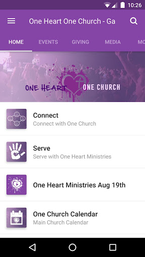 Android application One Heart One Church screenshort