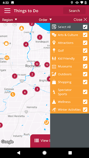 Screenshot of Visit Rochester, NY