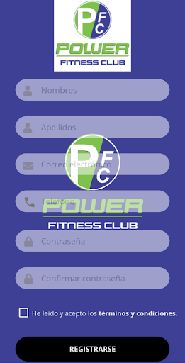 Android application Power Fitness Club screenshort