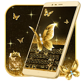 Gold flying butterfly icon