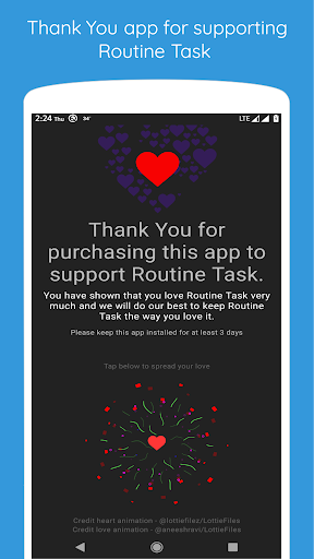 Android application Thank you Routine Task ❤ screenshort