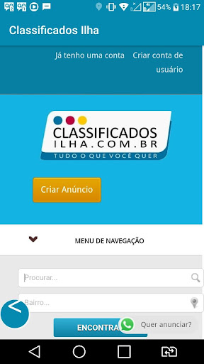 Android application Classificados Ilha screenshort