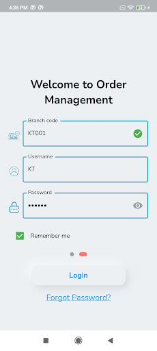 Android application OrderEase screenshort