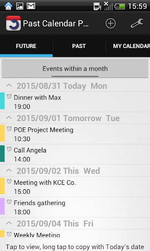 Android application PAST CALENDAR PLUS screenshort