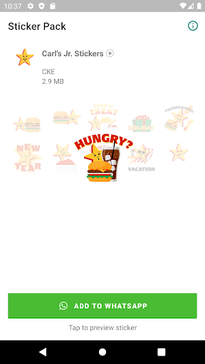 Screenshot of Carl's Jr. Stickers