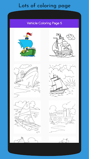 Android application Vehicles Coloring Book screenshort