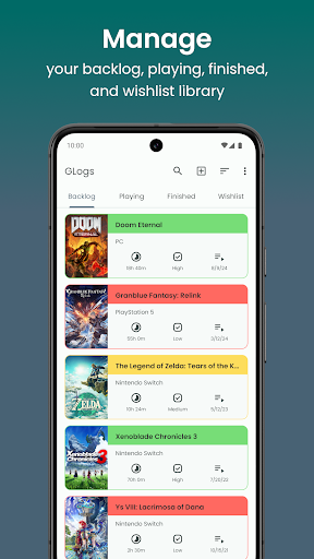 Android application GLogs: Video Game Manager screenshort