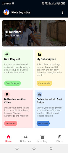 Android application Kiota Logistics screenshort