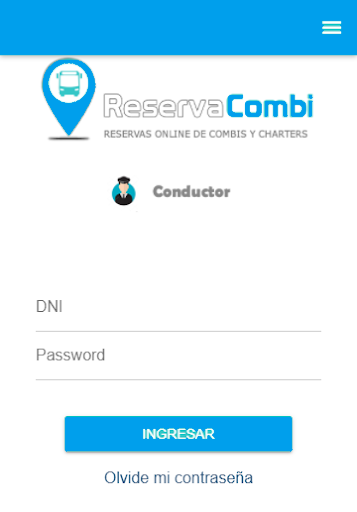Android application Reserva combi conductor screenshort