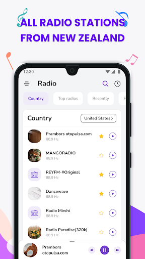 Android application FM Radio & NZ Music Stations screenshort