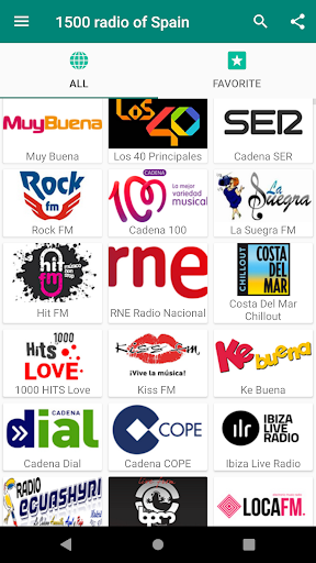 Android application 1500 radio of Spain screenshort