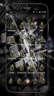 クールな黒のテーマ短機関銃の弾痕割れたガラスの壁紙 Androidアプリ Applion
