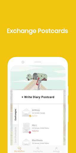 Android application Online PenPals screenshort