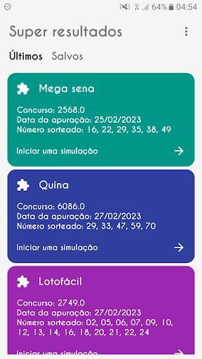Android application Super resultados screenshort