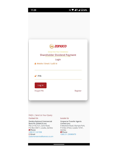 Android application ZANACO Shareholder screenshort
