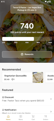 Android application Tacos El Pastor screenshort