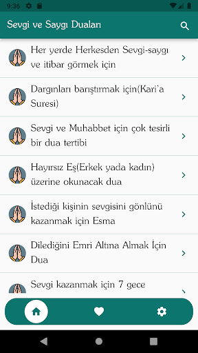 Android application Sevgi ve Saygı Duaları screenshort