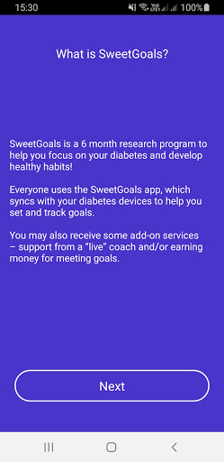 SweetGoals for T1D Screen 2