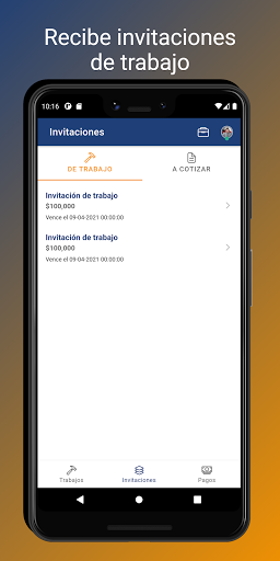 Android application Facilitic - Contratista screenshort