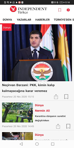 Android application Independent Türkçe screenshort