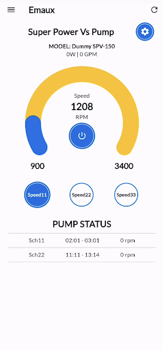 Android application Emaux Pump screenshort