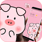 Cover Image of ダウンロード Pink Cute Cartoon Piggy Theme 1.1.2 APK