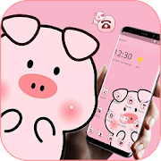 Pink Cute Cartoon Piggy Theme  Icon