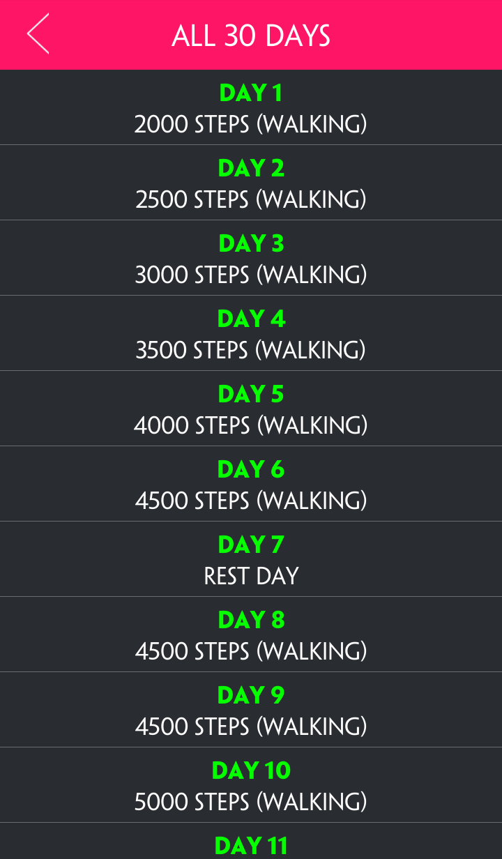 Android application 30 Day Walking Challenge screenshort