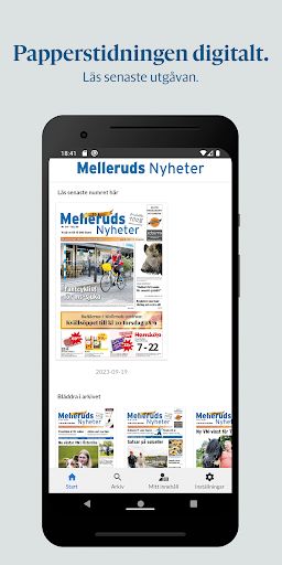 Android application Melleruds Nyheter e-tidning screenshort