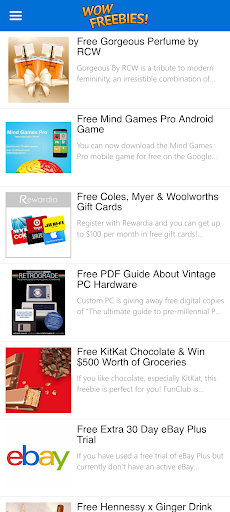 Android application WOW Freebies AU screenshort
