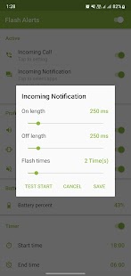 Flash Alerts on Call and SMS Schermata