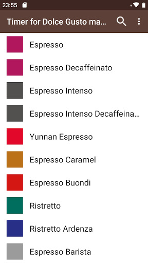 Android application Timer for Dolce Gusto machines screenshort