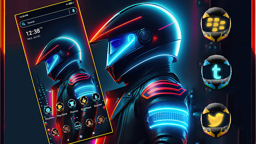 Android application Neon Bike Rider Theme screenshort