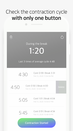 Android application Contraction Timer screenshort